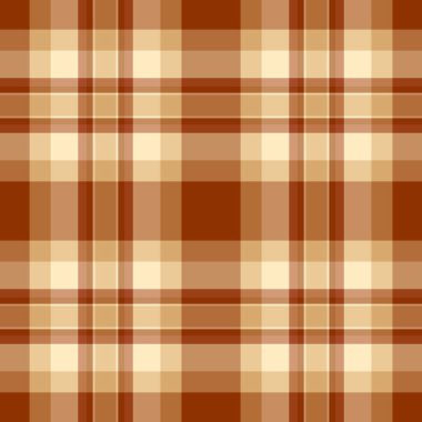 Tekstil kumaş tartını kapat, iş dokusu kontrolü yap. Renkli palette turuncu ve kehribar desenli ekoseli vektör..