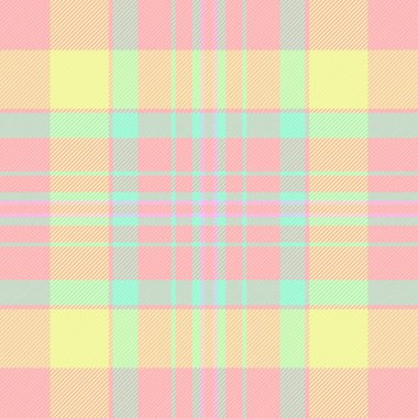 Terzi dikişsiz ekoseli tartan arkaplan dokusunu kontrol ediyor. 70 'lerin vektör kumaş deseni ışık ve kireç rengi paletinde.