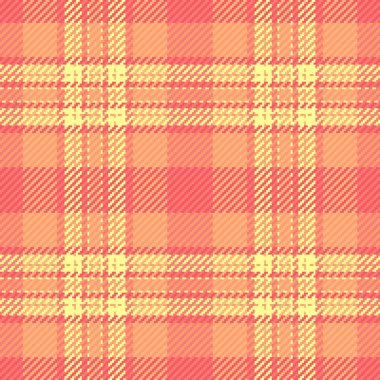 Sınırsız vektör tekstili, modaya uygun tartan arka plan ekoseli. Kovboy dokusu turuncu ve kırmızı renk paletinde kontrol deseni.