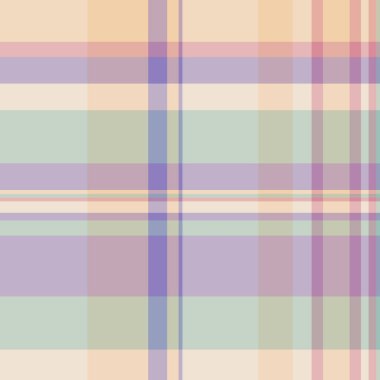 Afrika ekoseli ekoseli, izli vektör desenli. Pastel ve açık renk paletinde tekstil kumaş tartan arkaplanı.