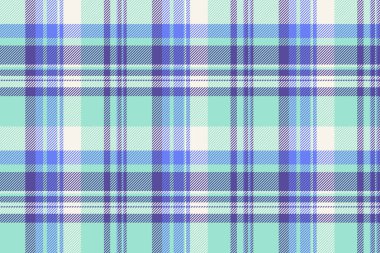 Kusursuz arka plan vektörü, profesyonel doku tartan kontrolü. Gök mavisi ve çivit renk paletinde tekstil kumaş ekosesi oluştur.