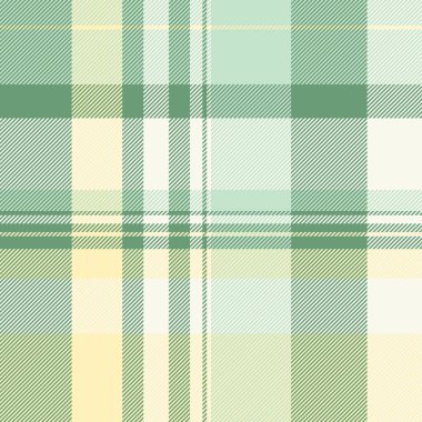 Platform ekose kumaş vektörü, simetrik tartan dikişsiz kontrol. Fiber arkaplan dokusu tekstil deseni açık ve yeşil renk paletinde.