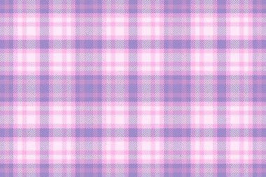 Kolaj dokusu tekstil arka planı, ev yapımı kumaş tartan deseni. Karo denetimi vektör ekoseli açık ve pembe renk paletinde.