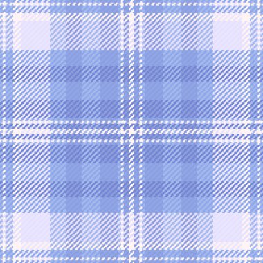 Yavru ekose kumaş kumaş kumaş, akış arkaplanı pürüzsüz tekstil. Mavi ve açık renk paletinde desen kontrol vektörü satın al.