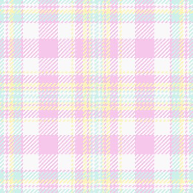 Canlı doku tekstil deseni, yorgan kumaş vektörü dikişsiz. Açık ve beyaz renk paletinde yün denetimi ekose tartan arkaplanı.