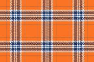 Geometri tekstil tartan kontrolü, uçsuz bucaksız ekoseli vektör. Nyc arkaplan kumaş deseni turuncu ve parlak renk paletinde.