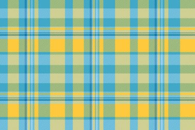 Naneli tekstil vektör kumaşı, endüstriyel dokusu kusursuz desen. Cyan ve kehribar renk paletinde ekose tartan denetimi.