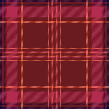 40 'ların desenli kumaşı, vektör dokusunun karışımı pürüzsüz. Kırmızı ve koyu renk paletinde ekose tartan denetimi.
