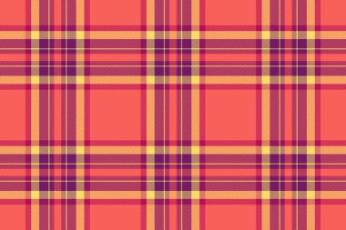 Tartan deseni ayarlanıyor. Mutfak kumaşı pürüzsüz. Kırmızı ve mor renk paletinde dağınık vektör arkaplan ekoseli tekstil.