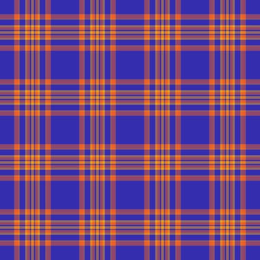 Canlı mavi ve turuncu renkli klasik ekose desenli. Arka planlar, tasarımlar, tekstil için çok yönlü doku. Sıcaklık ve rahatlığı çağrıştırıyor. Sonbahar, kış ya da retro temaları için ideal.