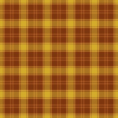 Ilık ekoseli tarama, golf desenli kumaş. Kraliyet ekose vektör dokusu turuncu ve sarı renk paletinde pürüzsüz.