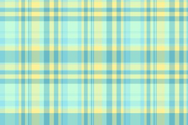 Müşteri dokusu tekstil vektörü, ekose desenli kumaşı gevşetin. Ürün tartan düz kontrol arka planı ışık ve cyan renk paleti.