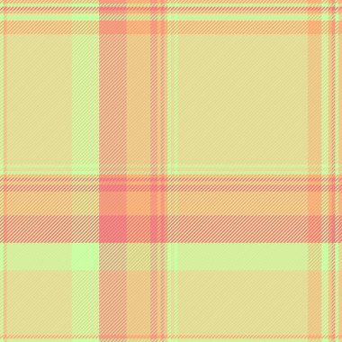 Tartan tekstil vektörü, ergen arkaplan dokusu kumaşı. Yetmişlerin desensiz ekoseli sarı ve açık renk paleti.