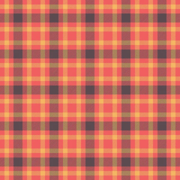 Tercih dokusu kusursuz, mutfak ekose kontrol vektörü. Kırmızı ve turuncu renkte kumaş kumaş kumaşı..