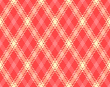 Mercan ve kremde canlı çapraz ekoseli desen. Tekstil tasarımı, web sitesi geçmişi veya festival projeleri için mükemmel.