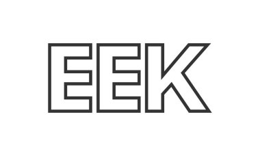 Güçlü ve modern kalın metinli EEK logo tasarım şablonu. Basit ve minimal tipografi içeren ilk tabanlı vektör logosu. Modayı takip eden şirket kimliği markalar için ideal..