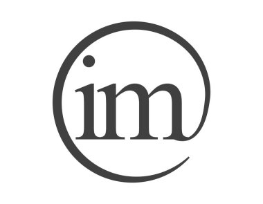 Çember şeklinde e-posta işareti tarzında iki harfli IM logosu. Ben ve M, marka kimliği için iş dünyasının logosu..