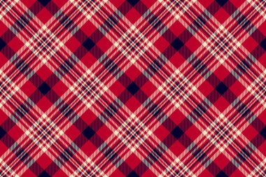Klasik tartan deseni. Kırmızı, lacivert ve krem rengi sonsuz, çok yönlü bir arkaplan yaratır. Festival tasarımları, giyim, tekstil ve tatil temaları için ideal..