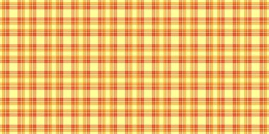 Cazibeli kumaş, dikişsiz, güzel katran desenli arka plan. Turuncu ve sarı renk paletinde desen ekoseli kontrol vektörü satın al.
