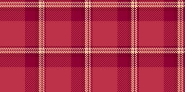 Tekstil ekose kumaş, tekrar eden tartan dikişsiz desen. Kırmızı ve pembe renk paletinde Türk kumaşı dokusu vektör arkaplanı.