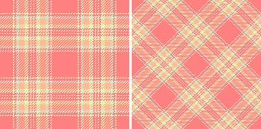 İki tartan desenli kumaş klasik tekstil tasarımını gösteriyor. Dokuma kumaş yapısı zamansız bir his yaratır. Takım elbiseler, moda tasarımı, ev dekorasyonu.