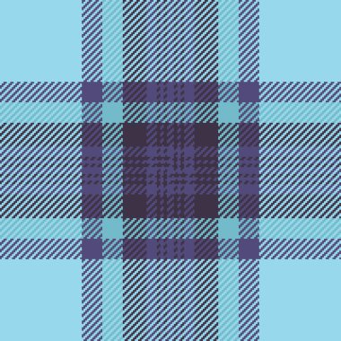 Yorgan tekstil vektör dokusu, lüks desenli ekose tartan. Cyan ve indigo renk paletinde kumaşın pürüzsüz arkaplanını Aralık ayında kontrol et.