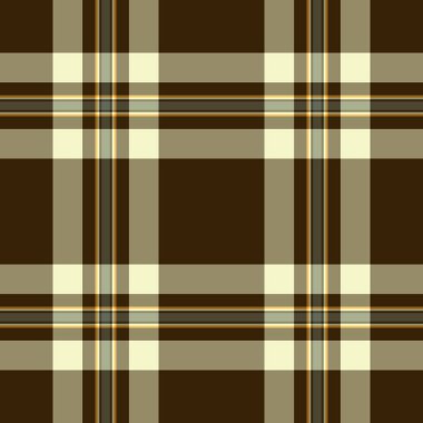 Kumaş kumaş vektör kontrolü, arka plan terzisi tekstili. Koyu ve sarı renk paletinde kenarsız ekose desenli..