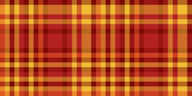 Noel desenli ekose kumaş, en az doku kontrolü kumaşı. Tekstil vektör arkaplanı kırmızı ve kehribar renk paletinde dikişsiz.
