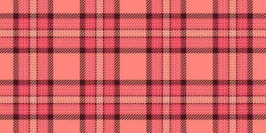 Net kontrol şablonu vektörü, tekstil dokusu tartanı. Kulüp ekose kumaş düz arka plan kırmızı ve koyu renk paleti.