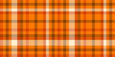 Çizgili ekose vektör tartan, avcının kusursuz arka plan kumaşı. Cinsel doku örnekleri turuncu ve parlak renk paletinde tekstil denetimi.