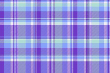 Tekstil geçmişi, tartan ekoseli havlu kontrolü. Arapça doku kumaş vektörü menekşe ve mavi renk paletinde pürüzsüz.