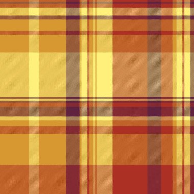 Yerli vektör dokusu tartan, masa örtüsü arkaplan tekstili. Gingham desenli ekoseli, altın turuncu ve sarı renk paletinde kusursuz..
