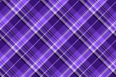 Uzay kumaşı tekstil vektörünü kopyala, saten arka plan kusursuz kontrol. Mor ve koyu renk paletinde ağ desenli tartan ekose deseni.