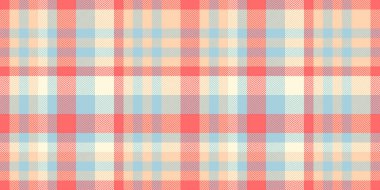 Fibröz desenli, pürüzsüz, içeriği tartan arka plan vektörü. Kolaj tekstil ekose dokusunu turuncu ve açık renk paletiyle kontrol et.