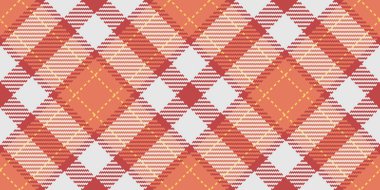 Geometrik dikişsiz vektör arkaplanı, geometrik kumaş kontrol kalıbı. Kırmızı ve saf gümüş renk paleti ile ekose kumaş kumaş mendil..