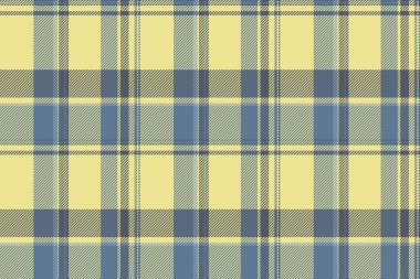 Soyut arkaplan dikişsiz kumaş, hakiki tekstil vektör deseni. Eski tartan desen ekoseli sarı ve siyan renk paleti.