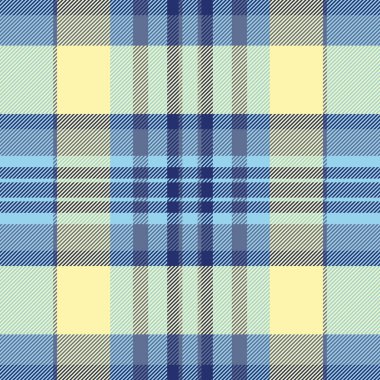 Gerçek kumaş dokusu, arka plan tekstil kontrolü. Mavi ve cyan renk paleti ile ekose ekoseli seksüel olmayan vektör..