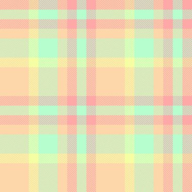 Eski püskü kumaş kumaş, cilt desenli arka plan ekoseli. Çağdaş vektör denetimi turuncu ve açık renk paletinde pürüzsüz doku.