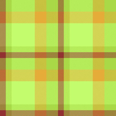 Katmanlı kumaş vektör deseni, ince arka plan dikişsiz tekstil. Desen ekoseli yeşil ve kehribar renk paletini özelleştir.
