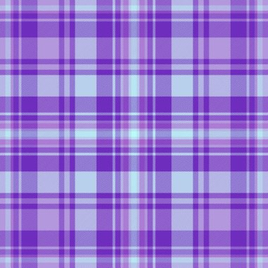 Ekose desenli kitap kontrolü, kumaş kumaş tartan vektörü. Menekşe ve açık renk paletinde örnek dokusu kusursuz tekstil arkaplanı.