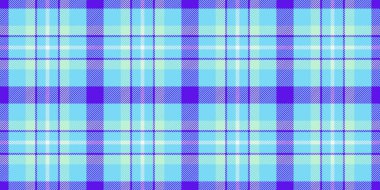 Dikensiz tartan kontrolü, bulanık kumaş vektör arka planı. Eps desenli ekose kumaş Cyan ve parlak renk paleti.