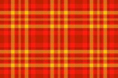 Okul desensiz ekoseli, ilahi vektör tekstil kontrolü. Bandana tartan dokusu parlak ve kırmızı renk paletinde kumaş arkaplan.