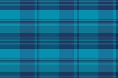 Mükemmel ekose geçmiş kontrolü, özel kumaş vektör deseni. Cyan ve mavi renk paletinde servis dışı tekstil tartan..