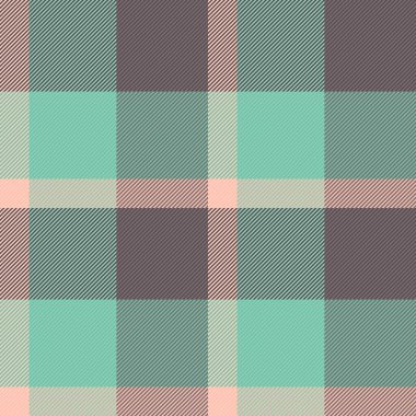 Doku dokusunu kontrol ettim, pürüzsüz, şablon kontrolü zor. Pastel ve nane rengi palette kumaş vektörü tekstil ekose tartan.