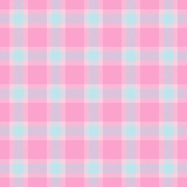 Fikir geçmişi tartan, ikonik desenli desen. Yeni yıl pürüzsüz tekstil vektör kumaşı açık ve pembe renk paletinde.