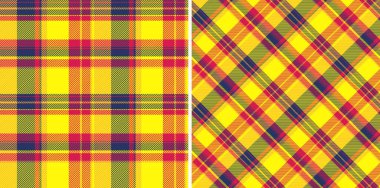Ekose ekose kumaşlı vektör tekstil dokusunu kontrol et. Günbatımı renklerinde. Flanel gömlek giyme fikri.
