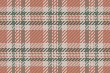 Glamor dikişsiz arka plan tartanı, duvar kağıdı desenli kumaş. Simetri tekstil vektör ekose kontrolü kırmızı ve pastel renk paleti.