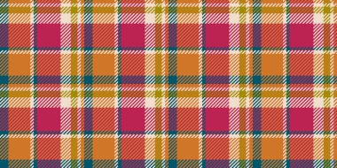 Yaş kumaşı, ekoseli kumaş, grup tekstil dokusu kontrolü. Turuncu ve cazip renk paletinde tee arkaplan vektör tartan deseni.