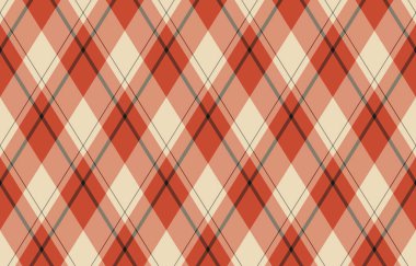 Argyle geometrik eşkenar dörtgenin kusursuz deseni. Harlequin duvar kağıdı tasarımını kontrol et. Web geçmişi için klasik elmas şekilli tekstil malzemesi, baskı kumaşı, kazak, ambalaj kağıdı, hediye kartı, davetiye.