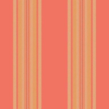 Uzun dikişsiz doku şeridi, endüstriyel vektör arka plan çizgileri. Şık tekstil kumaş deseni dikey olarak kırmızı ve sarı renk paletinde.